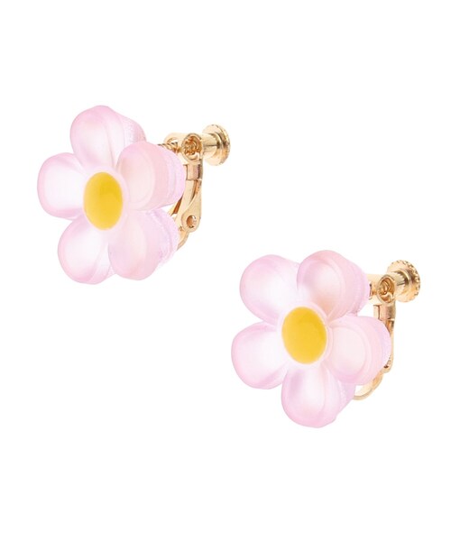 PINK-latte(ピンクラテ)の「クリアお花イヤリング(イヤリング・キッズ・サックスブルー/ベビーピンク・00)」の2枚目の写真