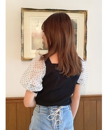 one way | 異素材パフスリーブトップス(Tシャツ/カットソー)