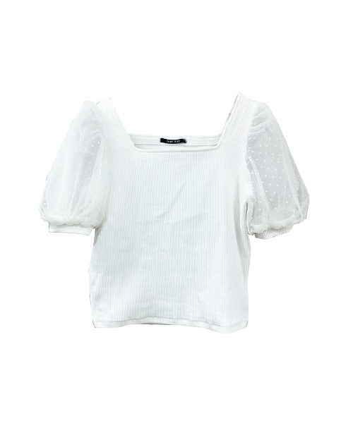 tシャツ 異素材パフスリーブTシャツ レディース セール】異素材パフスリーブTシャツ（Tシャツ/カットソー
