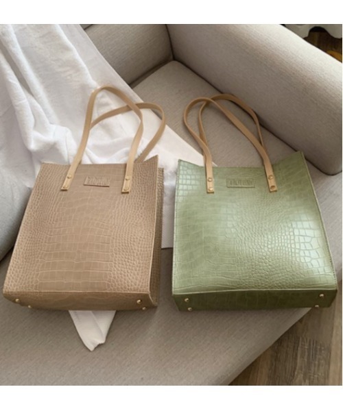 LAC-VERT（ラック・ヴェール）の「【LAC VERT/ラック・ヴェール】クロコ型押しトートバッグ（トートバッグ・レディース・ブラック/ベージュ/グリーン/ブラウン/ブルー・FREE）」の10枚目の写真