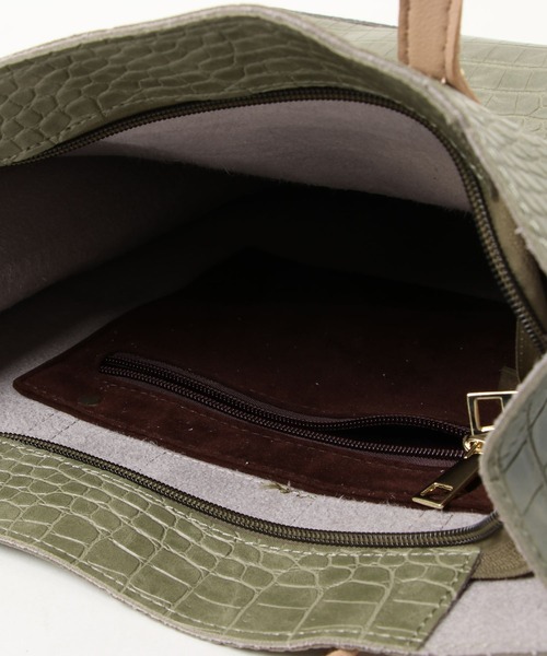 LAC-VERT（ラック・ヴェール）の「【LAC VERT/ラック・ヴェール】クロコ型押しトートバッグ（トートバッグ・レディース・ブラック/ベージュ/グリーン/ブラウン/ブルー・FREE）」の19枚目の写真
