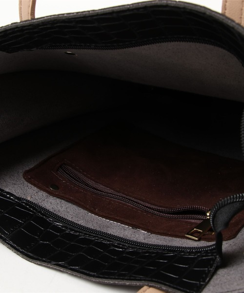 LAC-VERT（ラック・ヴェール）の「【LAC VERT/ラック・ヴェール】クロコ型押しトートバッグ（トートバッグ・レディース・ブラック/ベージュ/グリーン/ブラウン/ブルー・FREE）」の20枚目の写真