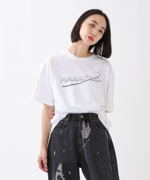 MAHAGRID(マハグリッド)の「MAHAGRID/PLANETロゴT 2945835(Tシャツ/カットソー・レディース・ホワイト/オレンジ/ブラック・MEDIUM/X-LARGE/LARGE)」の6枚目の写真
