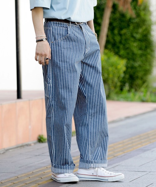 ADMIX/ATELIER SAB MEN（アドミックスアトリエサブメン）の「ヒッコリー ストライプ ワイド ペインターパンツ（カーゴパンツ・メンズ・ブルー系その他2/ブルー系その他/グリーン・52/48/50）」の18枚目の写真