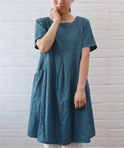 デニム素材タック使いワンピース ワンピース Belluna ベルーナ のファッション通販 Zozotown
