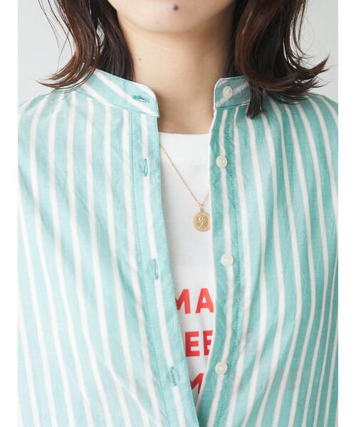 Green　Parks（グリーンパークス）の「ストライプバンドカラー7分袖シャツワンピース＊（ワンピース・レディース・サックスブルー/イエロー/グリーン・FREE）」の16枚目の写真