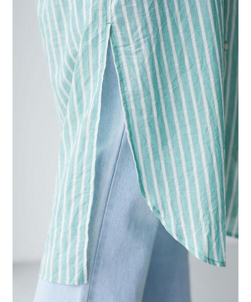 Green　Parks（グリーンパークス）の「ストライプバンドカラー7分袖シャツワンピース＊（ワンピース・レディース・サックスブルー/イエロー/グリーン・FREE）」の17枚目の写真