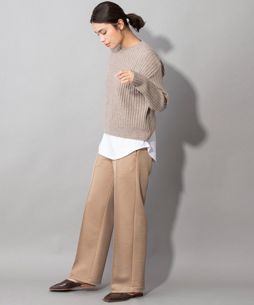 Munich（ミューニック）の「グロッシーフレンチテリー　ワイドストレートパンツ（スウェットパンツ・レディース・ブラック/ベージュ/ブルーグレー・S/M/XS）」の5枚目の写真