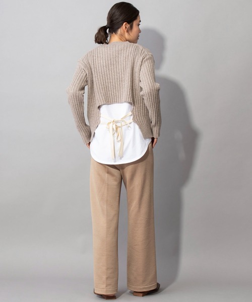 Munich（ミューニック）の「グロッシーフレンチテリー　ワイドストレートパンツ（スウェットパンツ・レディース・ブラック/ベージュ/ブルーグレー・S/M/XS）」の6枚目の写真