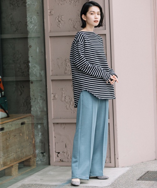 Munich（ミューニック）の「グロッシーフレンチテリー　ワイドストレートパンツ（スウェットパンツ・レディース・ブラック/ベージュ/ブルーグレー・S/M/XS）」の12枚目の写真