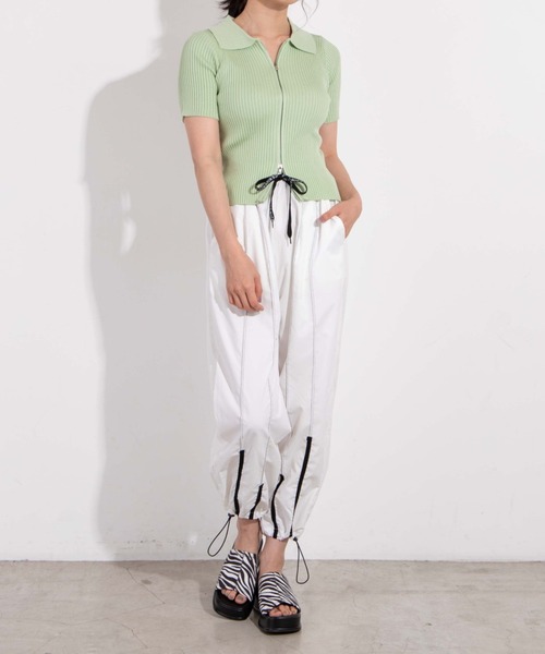 WEGO（ウィゴー）の「WEGO/フロントジップショートニット（ニット/セーター・レディース・ホワイト/ブラック/ライム/オレンジ・FREE）」の15枚目の写真