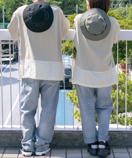 PairPair(ペアペア)の「布帛切り替えTシャツ(ユニセックス)(Tシャツ/カットソー・メンズ・ブラック/グレイッシュベージュ/グレイッシュブルー・MEDIUM/LARGE)」の3枚目の写真
