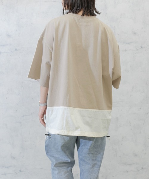 PairPair(ペアペア)の「布帛切り替えTシャツ(ユニセックス)(Tシャツ/カットソー・メンズ・ブラック/グレイッシュベージュ/グレイッシュブルー・MEDIUM/LARGE)」の9枚目の写真