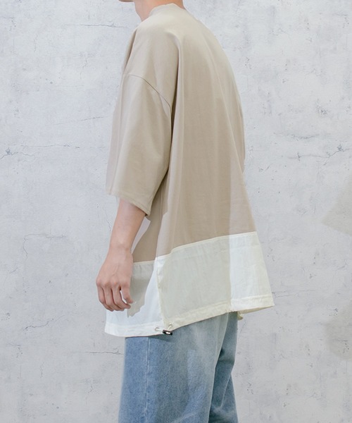 PairPair(ペアペア)の「布帛切り替えTシャツ(ユニセックス)(Tシャツ/カットソー・メンズ・ブラック/グレイッシュベージュ/グレイッシュブルー・MEDIUM/LARGE)」の12枚目の写真