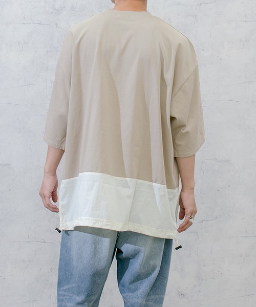 PairPair(ペアペア)の「布帛切り替えTシャツ(ユニセックス)(Tシャツ/カットソー・メンズ・ブラック/グレイッシュベージュ/グレイッシュブルー・MEDIUM/LARGE)」の13枚目の写真