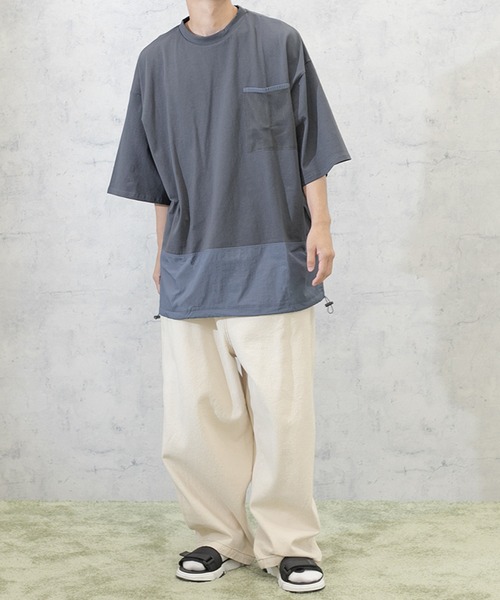 PairPair(ペアペア)の「布帛切り替えTシャツ(ユニセックス)(Tシャツ/カットソー・メンズ・ブラック/グレイッシュベージュ/グレイッシュブルー・MEDIUM/LARGE)」の20枚目の写真