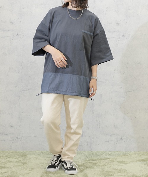 PairPair(ペアペア)の「布帛切り替えTシャツ(ユニセックス)(Tシャツ/カットソー・メンズ・ブラック/グレイッシュベージュ/グレイッシュブルー・MEDIUM/LARGE)」の16枚目の写真