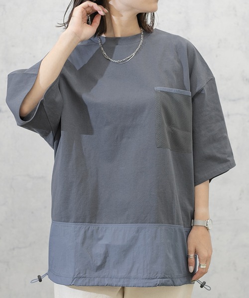 PairPair(ペアペア)の「布帛切り替えTシャツ(ユニセックス)(Tシャツ/カットソー・メンズ・ブラック/グレイッシュベージュ/グレイッシュブルー・MEDIUM/LARGE)」の17枚目の写真