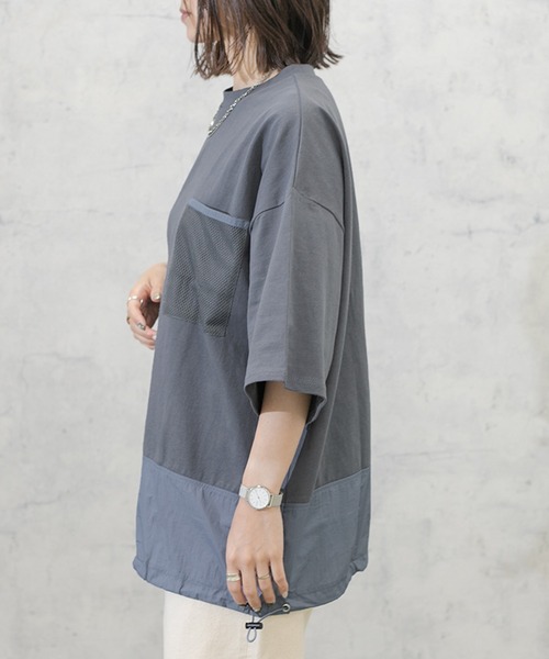 PairPair(ペアペア)の「布帛切り替えTシャツ(ユニセックス)(Tシャツ/カットソー・メンズ・ブラック/グレイッシュベージュ/グレイッシュブルー・MEDIUM/LARGE)」の18枚目の写真