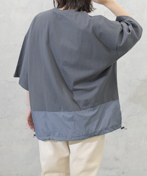 PairPair(ペアペア)の「布帛切り替えTシャツ(ユニセックス)(Tシャツ/カットソー・メンズ・ブラック/グレイッシュベージュ/グレイッシュブルー・MEDIUM/LARGE)」の19枚目の写真