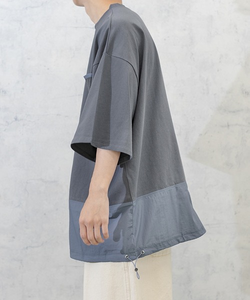 PairPair(ペアペア)の「布帛切り替えTシャツ(ユニセックス)(Tシャツ/カットソー・メンズ・ブラック/グレイッシュベージュ/グレイッシュブルー・MEDIUM/LARGE)」の22枚目の写真