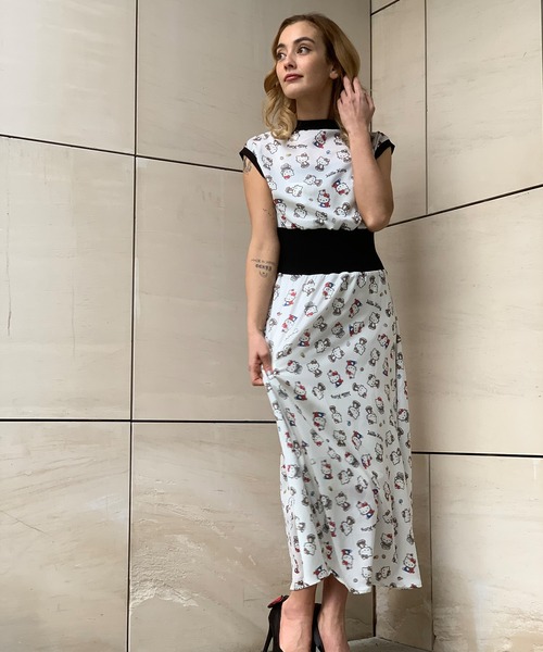 ハローキティコラボ(ハローキティコラボ)の「キティハイウエストリブワンピース(ワンピース・レディース・ホワイト・FREE)」の8枚目の写真