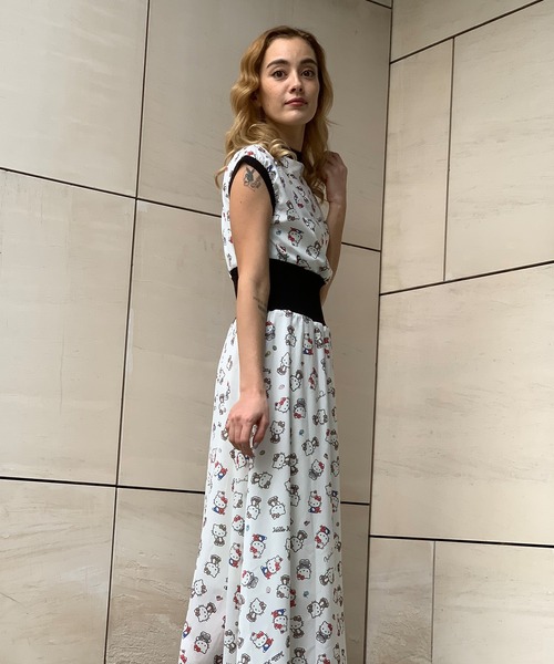 ハローキティコラボ(ハローキティコラボ)の「キティハイウエストリブワンピース(ワンピース・レディース・ホワイト・FREE)」の6枚目の写真