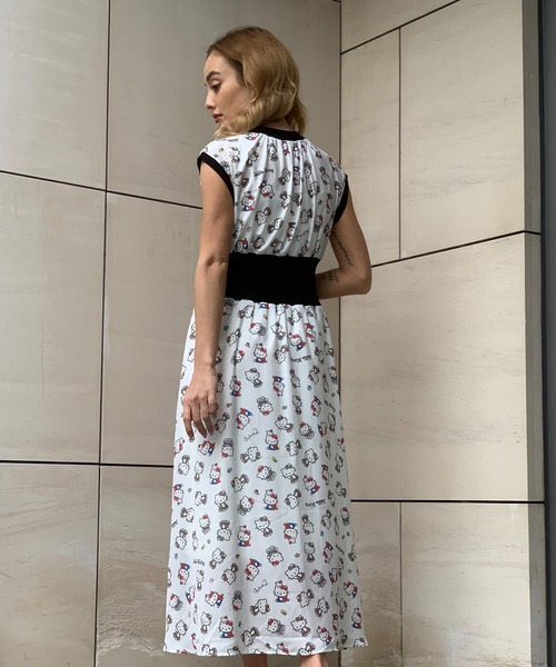 ハローキティコラボ(ハローキティコラボ)の「キティハイウエストリブワンピース(ワンピース・レディース・ホワイト・FREE)」の3枚目の写真