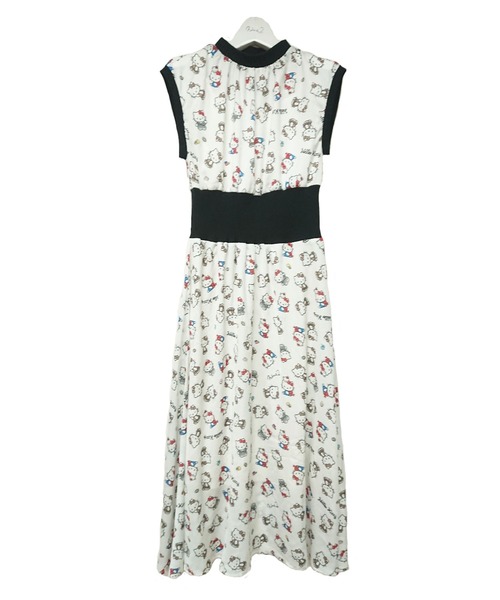 ハローキティコラボ(ハローキティコラボ)の「キティハイウエストリブワンピース(ワンピース・レディース・ホワイト・FREE)」の4枚目の写真