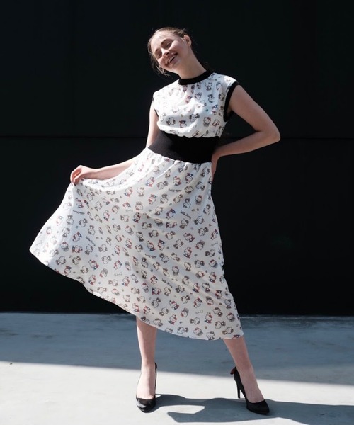 ハローキティコラボ(ハローキティコラボ)の「キティハイウエストリブワンピース(ワンピース・レディース・ホワイト・FREE)」の12枚目の写真