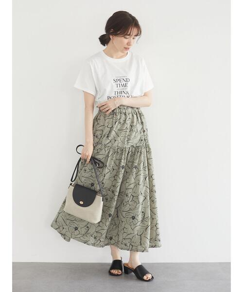 Green Parks(グリーンパークス)の「多段キレイめロゴTシャツ*(Tシャツ/カットソー・レディース・オフホワイト/ネイビー/ベージュ/ブルーグリーン・FREE)」の14枚目の写真