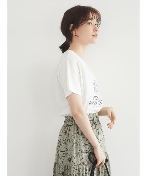 Green Parks(グリーンパークス)の「多段キレイめロゴTシャツ*(Tシャツ/カットソー・レディース・オフホワイト/ネイビー/ベージュ/ブルーグリーン・FREE)」の15枚目の写真