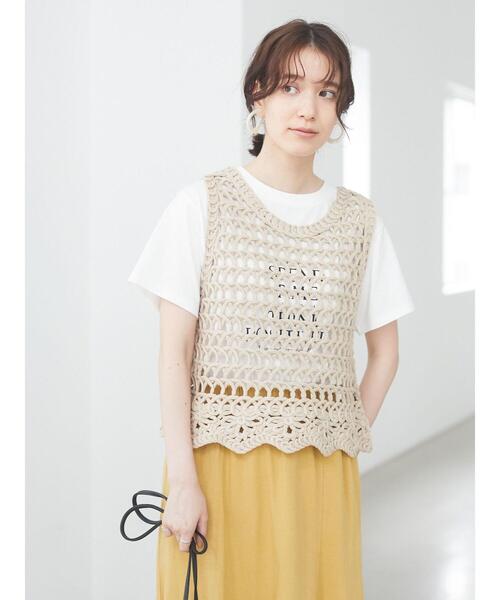 Green Parks(グリーンパークス)の「多段キレイめロゴTシャツ*(Tシャツ/カットソー・レディース・オフホワイト/ネイビー/ベージュ/ブルーグリーン・FREE)」の19枚目の写真