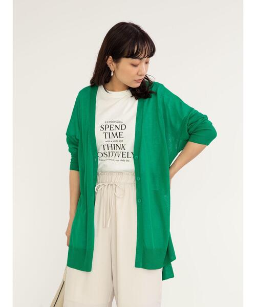 Green Parks(グリーンパークス)の「多段キレイめロゴTシャツ*(Tシャツ/カットソー・レディース・オフホワイト/ネイビー/ベージュ/ブルーグリーン・FREE)」の21枚目の写真