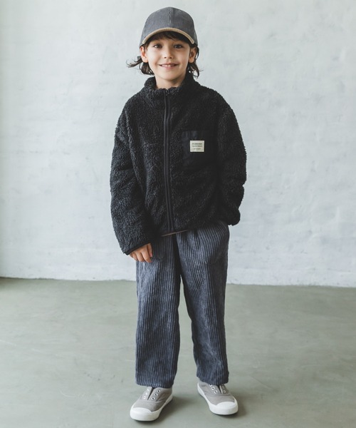 pairmanon（ペアマノン）の「【ふわふわボア】ボアフリース配色スタンドカラージャケット（ブルゾン・キッズ・ベージュ/アイボリー/モカ/ホワイト系その他/ブラック系その他/ベージュ系その他/チャコール/ブラウン系その他4/ピンク/ブラック/ブラックミックス/ブラウン/シルバー系その他/イエロー・90/140/100/110/120/130/150）」の16枚目の写真