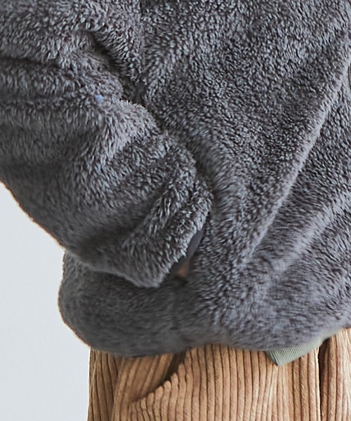 pairmanon（ペアマノン）の「【ふわふわボア】ボアフリース配色スタンドカラージャケット（ブルゾン・キッズ・ベージュ/アイボリー/モカ/ホワイト系その他/ブラック系その他/ベージュ系その他/チャコール/ブラウン系その他4/ピンク/ブラック/ブラックミックス/ブラウン/シルバー系その他/イエロー・90/140/100/110/120/130/150）」の19枚目の写真