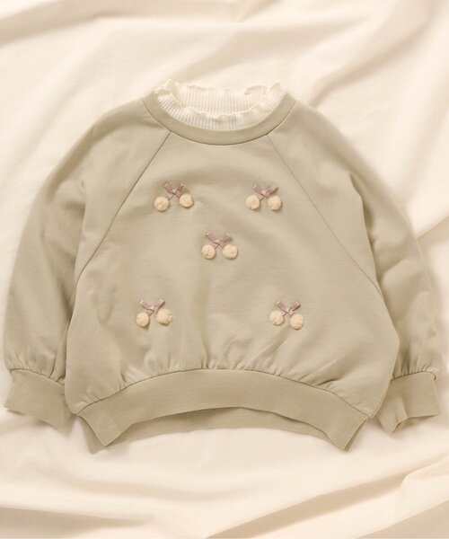 apres les cours（アプレレクール）の「チュールさくらんぼトレーナー（スウェット・キッズ・ブラウン/ピンク/アイボリー/ミント・80/120/140/90/100/130/110）」の11枚目の写真