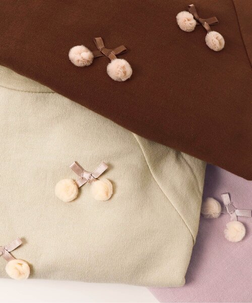 apres les cours（アプレレクール）の「チュールさくらんぼトレーナー（スウェット・キッズ・ブラウン/ピンク/アイボリー/ミント・80/120/140/90/100/130/110）」の14枚目の写真