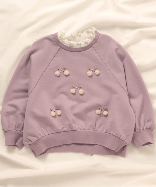 apres les cours（アプレレクール）の「チュールさくらんぼトレーナー（スウェット・キッズ・ブラウン/ピンク/アイボリー/ミント・80/120/140/90/100/130/110）」の15枚目の写真