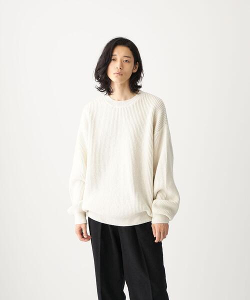 CITEN（シテン）の「＜CITEN（シテン）＞アゼボリューム ニット -ウォッシャブル-（ニット/セーター・メンズ・オフホワイト/ダークグレー/ライトブルー・FREE）」の2枚目の写真