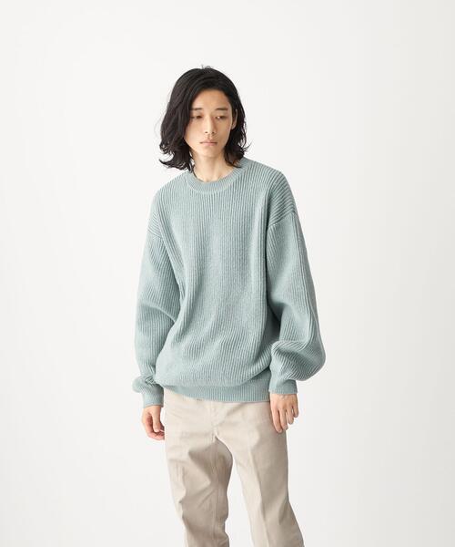 CITEN（シテン）の「＜CITEN（シテン）＞アゼボリューム ニット -ウォッシャブル-（ニット/セーター・メンズ・オフホワイト/ダークグレー/ライトブルー・FREE）」の7枚目の写真