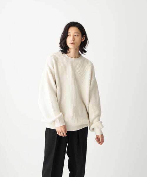 CITEN（シテン）の「＜CITEN（シテン）＞アゼボリューム ニット -ウォッシャブル-（ニット/セーター・メンズ・オフホワイト/ダークグレー/ライトブルー・FREE）」の4枚目の写真