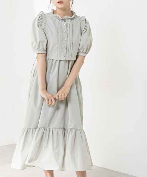 OLIVE des OLIVE（オリーブデオリーブ）の「ピンタックベスト付きワンピース（ワンピース・レディース・オフホワイト/ブラック/ライトグレー・FREE）」の3枚目の写真