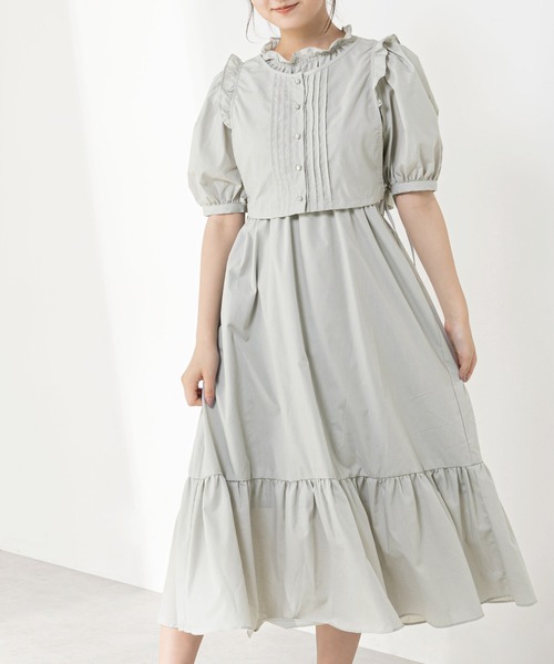 OLIVE des OLIVE（オリーブデオリーブ）の「ピンタックベスト付きワンピース（ワンピース・レディース・オフホワイト/ブラック/ライトグレー・FREE）」の17枚目の写真