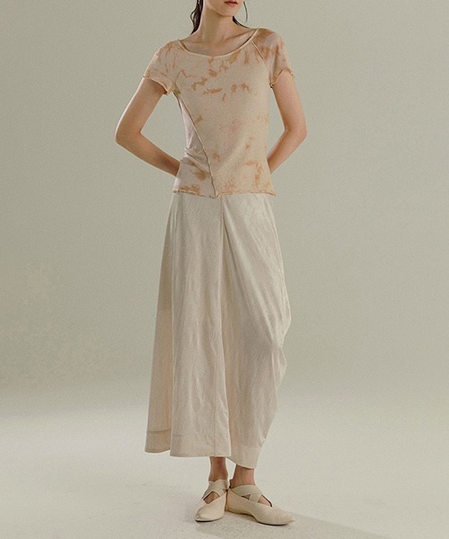 chuclla(チュクラ)の「【MURMURMI】Tiedye dirty print T-shirt chw21a020(Tシャツ/カットソー・レディース・ベージュ・S/M)」の2枚目の写真