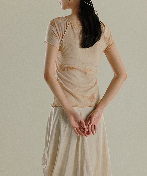 chuclla(チュクラ)の「【MURMURMI】Tiedye dirty print T-shirt chw21a020(Tシャツ/カットソー・レディース・ベージュ・S/M)」の3枚目の写真