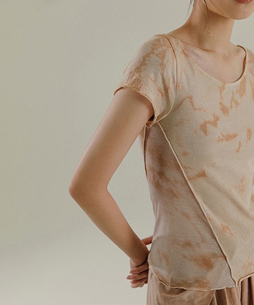 chuclla(チュクラ)の「【MURMURMI】Tiedye dirty print T-shirt chw21a020(Tシャツ/カットソー・レディース・ベージュ・S/M)」の7枚目の写真