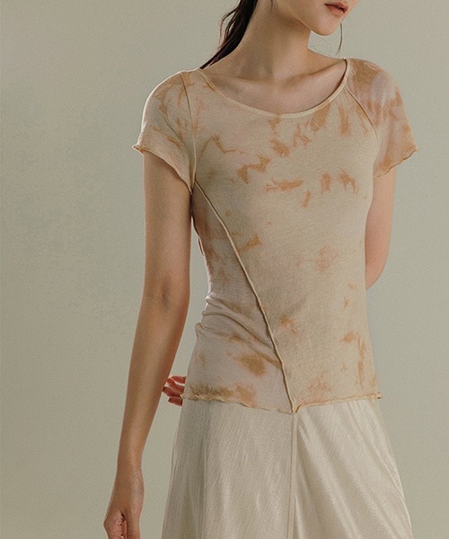 chuclla(チュクラ)の「【MURMURMI】Tiedye dirty print T-shirt chw21a020(Tシャツ/カットソー・レディース・ベージュ・S/M)」の13枚目の写真