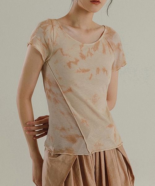 chuclla(チュクラ)の「【MURMURMI】Tiedye dirty print T-shirt chw21a020(Tシャツ/カットソー・レディース・ベージュ・S/M)」の15枚目の写真