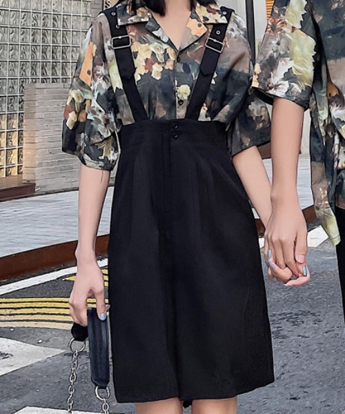 KOR（ケーオーアール）の「タック入り キュロット サロペット（サロペット/オーバーオール・レディース・ブラック・S/M/L/XL/2XL）」の7枚目の写真